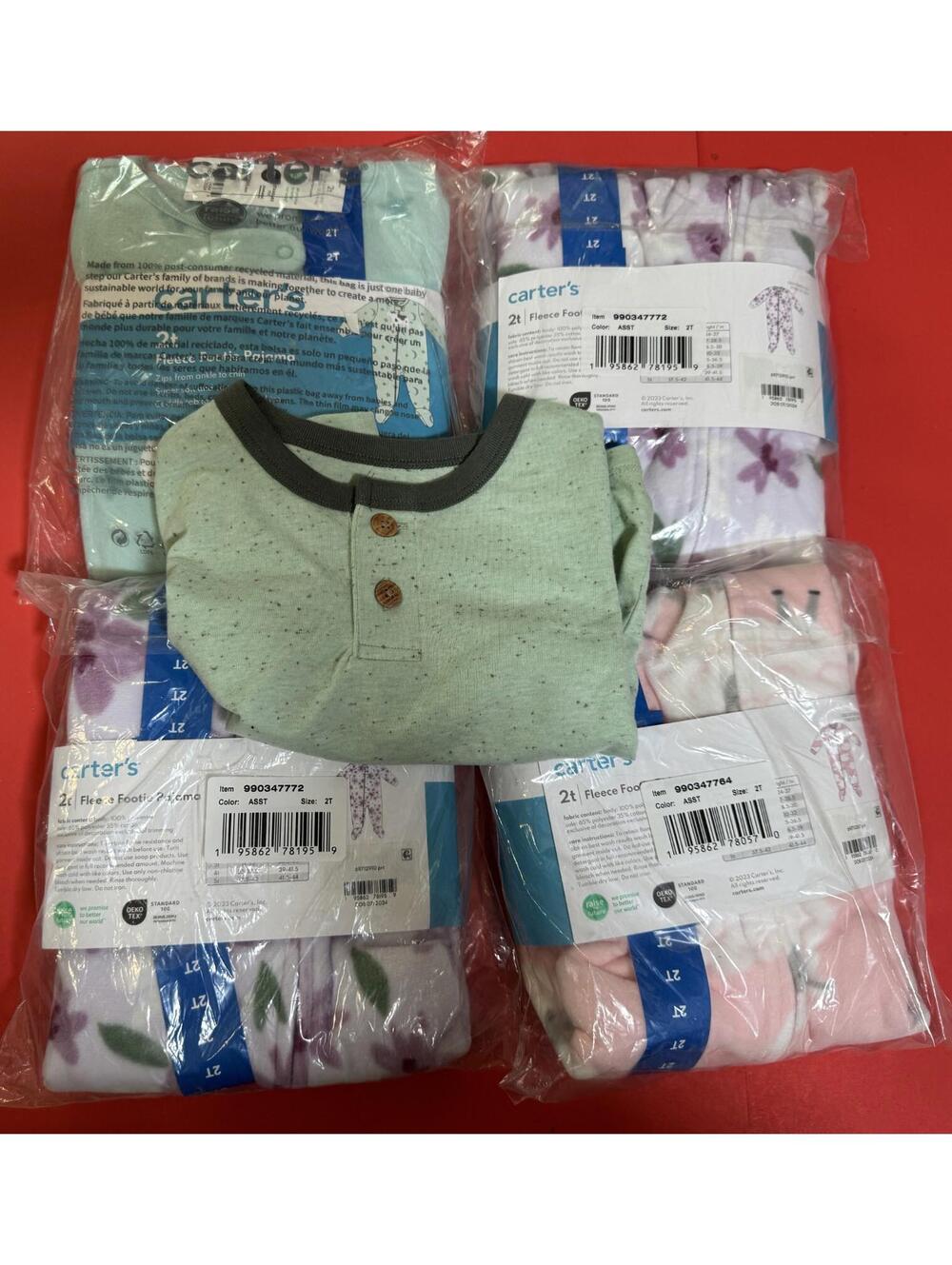 4 Packs Carter’s Footed Fleece Pajamas + Bonus Tee Size 2T NEW NWT